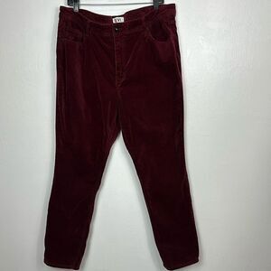 EV1 Y2K Velvet Maroon Stretchy Slim Fit Pants Jeans Size 20
